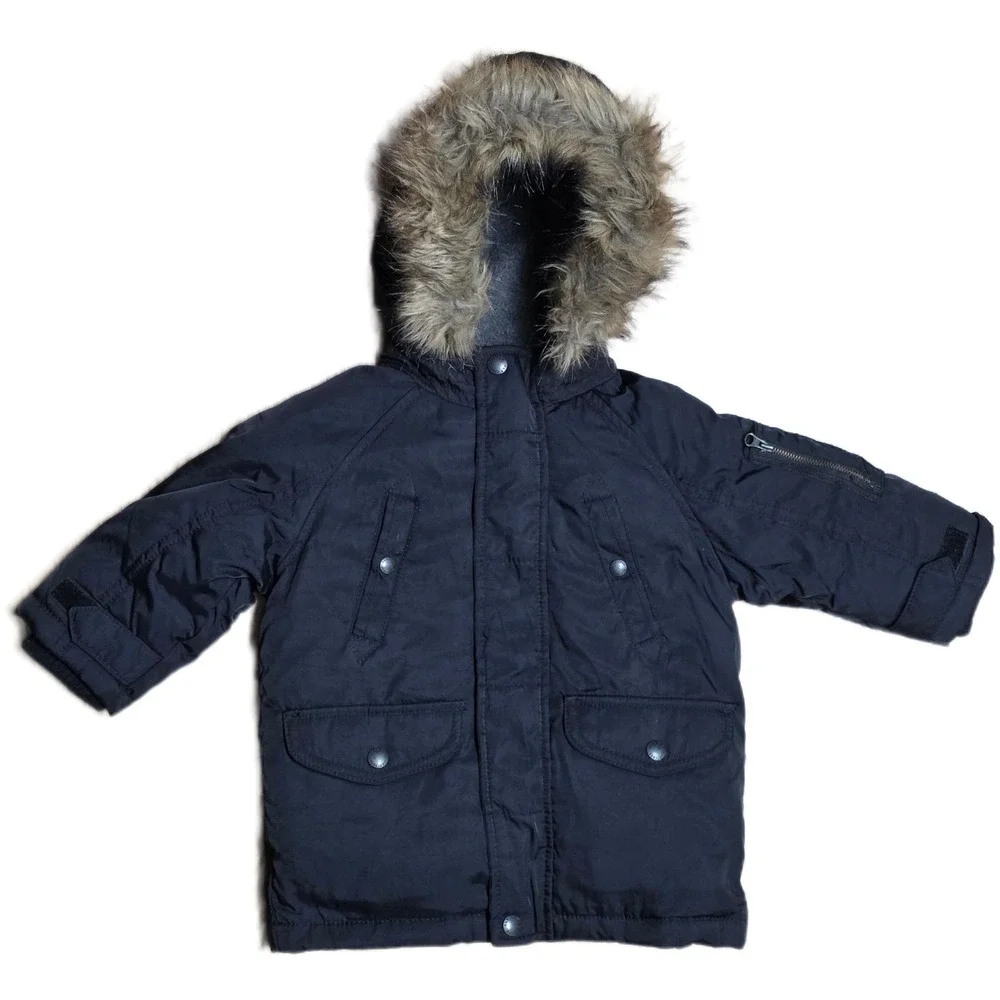 Baby Gap Toddler Winter Puffer Coat Faux Fur Hooded Parka Jacket‎ 12-18 Months